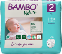 BAMBO NATURE Nature S-2, 3-6 kg sauskelnės, 30 vnt.