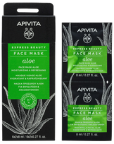 APIVITA Express Beauty Moisturizing With Aloe (8 ml) veido kaukė, 2 vnt.