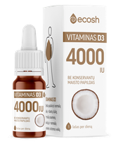 ECOSH 4000IU Vitaminas D3 su kokosu aliejus, 10 ml