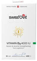 SWISS OVIT  Vitaminas D3 4000 IU minkštos gelio kapsulės, 30 vnt.