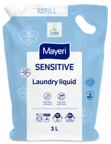 MAYERI Sensitive Refill spalvotiems ir baltiems drabužiams skirtas skalbimo skystis, 3000 ml