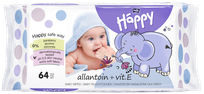 HAPPY   Allantoin & vit.E  drėgnos servetėlės, 64 vnt.