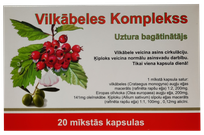 VILKĀBELES KOMPLEKSS Gudobelės kompleksinis minkštos gelio kapsulės, 20 vnt.