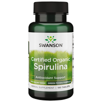 SWANSON Spirulina 500 Mg (Ekologiška JAV), virškinimui,  tabletės, 180 vnt.