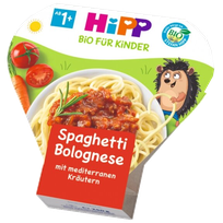 HIPP Bolonijos spagečiai su Viduržemio jūros regiono žolelėmis nuo 1 metų tyrės, 250 g