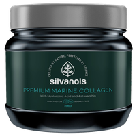 SILVANOLS PREMIUM MARINE COLLAGEN su hialurono rūgštimi, vitaminu C ir astaksantinu milteliai, 400 g
