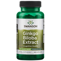 SWANSON Ginkgo Biloba standartizuotas ekstraktas kapsulės, 120 vnt.