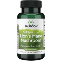SWANSON Lion's Mane 500 Mg, nervų sistemos veiklai,  kapsulės, 60 vnt.