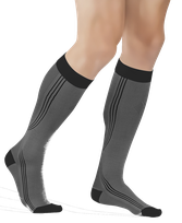 TONUS ELAST  0401 Active, 2 dydis, 2 (ūgis) pilkos/juodos kompresinės kojinės iki kelių, 1 pora