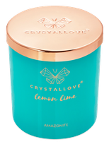 CRYSTALLOVE Amazonite Soy Candle & Lemon Lime kvepianti žvakė, 400 g