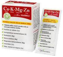 BIOFARMACIJA Ca+ K+ Mg+ Zn milteliai, 14 vnt.