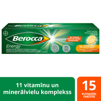 BERROCA Energy vitaminų kompleksas,  šnypščiosios tabletės, 15 vnt.