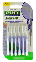GUM GUM Trav-Ler 0,6 mm  tarpdančių šepetėlis, 6 vnt.