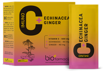 BIOFARMACIJA Imuno C+Echinacea+Ginger, imunitetui ir kvėpavimo takams milteliai, 20 vnt.