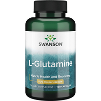SWANSON L-Glutaminas 500 Mg, raumenų atsistatymui,  kapsulės, 100 vnt.