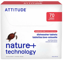 ATTITUDE Nature + Technology ekologiškos indaplovėms skirtos indų plovimo tabletės indaplovėms, 70 vnt.