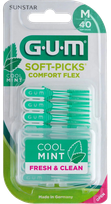 GUM Soft-Picks Comfort Flex, Medium Mint tarpdančių šepetėlis, 40 vnt.