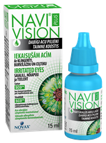 NAVIVISION raminantys, sudirgintoms akims akių lašai, 15 ml
