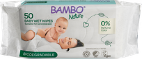 BAMBO NATURE Nature Biodegradable drėgnos servetėlės, 50 vnt.