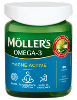 MOLLERS Omega-3 Magne Active kapsulės, 90 vnt.