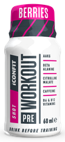 ICONFIT  Pre Workout Shot Berries buteliukas, 60 ml