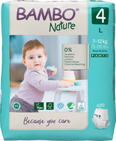 BAMBO NATURE Nature L-4, 7-14 kg sauskelnės, 20 vnt.