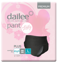 DAILEE Lady Premium Black Plus L sauskelnės-kelnaitės, 15 vnt.