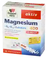 DOPPELHERZ Aktiv Magnesium 400 + B6 + B12 + Folsäure Direct paketėliai, 20 vnt.