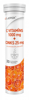 JONAX C VITAMINAS 1000 mg + CINKAS 25 mg šnypščiosios tabletės, 20 vnt.