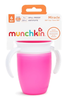 MUNCHKIN Miracle 360, rožinis, 6mėn+ mokymosi puodelis, 207 ml