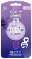 WILKINSON SWORD MyIntution Smooth Violet Bloom Quattro vienkartiniai skustuvai, 3 vnt.