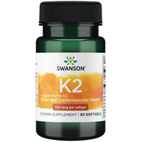 SWANSON Vitaminas K2 100 Mcg (Natūralus), kaulų stiprumui palaikyti, kapsulės, 30 vnt.