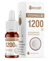 ECOSH 1200IU Vitaminas D3 su kokosų aliejus, 10 ml