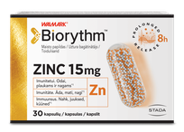 BIORYTHM ZINC (prailginto veikimo cinkas), 15 mg kapsulės, 30 vnt.