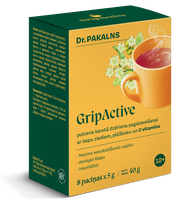 DR. PAKALNS Gripactive su liepų žiedais, šeivamedžiu ir vitaminu C paketėliai, 8 vnt.