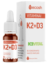 ECOSH Vitaminai K2+D3 aliejus, 10 ml