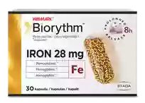 BIORYTHM IRON (prailginto veikimo geležis), 28 mg kapsulės, 30 vnt.