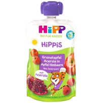 HIPP obuolių, aviečių, granatų, nuo 1 metų tyrės, 100 g