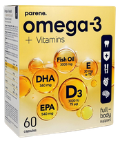 PARENE Omega-3+D3+E kapsulės, 60 vnt.