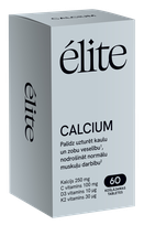 ELITE Calcium kramtomosios vaisių skonio kramtomosios tabletės, 60 vnt.