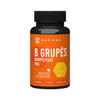 SAPIENS Vitamin B Complex PRO dengtos tabletės, 90 vnt.
