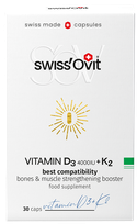 SWISS OVIT Vitamin D3 4000 IU +K2 kapsulės, 30 vnt.