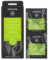 APIVITA Express Beauty Moisturizing & Soothing With Prickly Pear (8 ml) veido kaukė, 2 vnt.