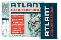 BIOFARMACIJA Atlant Resveratrols, širdies, kraujagyslių būklei palaikyti milteliai, 28 vnt.