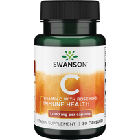 SWANSON Vitaminas C 1000 Mg su erškėčių ekstraktu kapsulės, 30 vnt.
