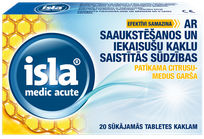 ISLA Medic Acute citrusų-medaus skonio čiulpiamosios pastilės, 20 vnt.