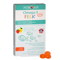 NORSAN Omega-3  braškių ir citrinų skonio guminukai, 45 vnt.