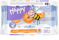 HAPPY   Calendula  šlapias tualetinis popierius, 42 vnt.
