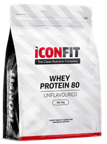 ICONFIT Whey Protein 80 be skonio stipriklių milteliai, 1000 g