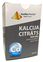 VESELĪBAS PIRAMĪDA Kalcio citratas tabletės, 60 vnt.